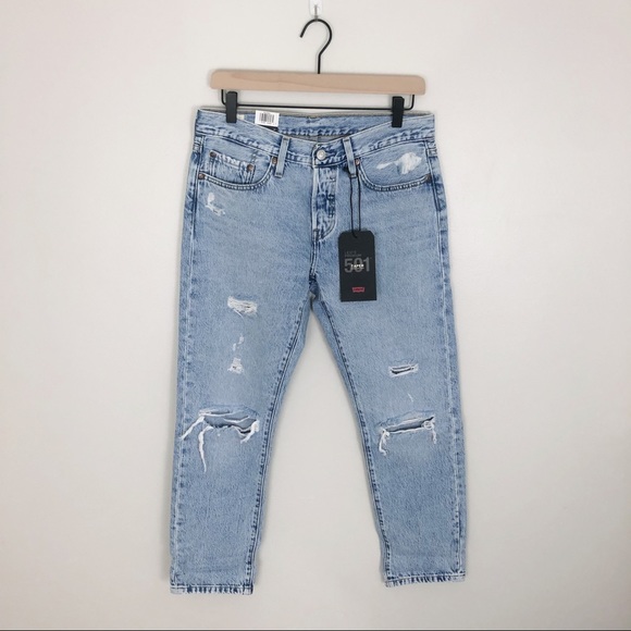 SOLD NWT Levi’s 501 Tapered Distressed Jeans - Picture 2 of 8